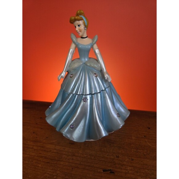 Vintage Disney Princess Cinderella Figurine Rhinestone Trinket Box F.A.B NY - Picture 2 of 14